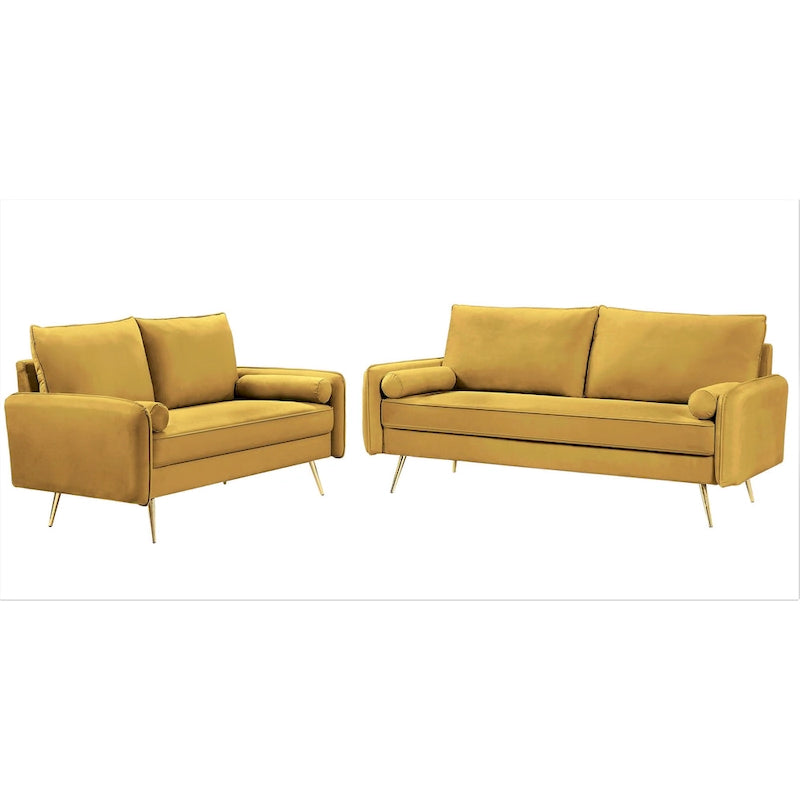 Villeda Velvet Mid-century modern 2PCS living room set