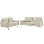 Villeda Velvet Mid-century modern 2PCS living room set