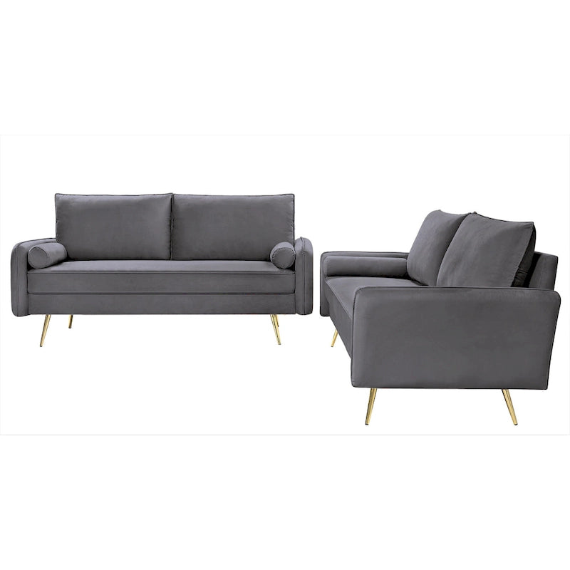 Villeda Velvet Mid-century modern 2PCS living room set
