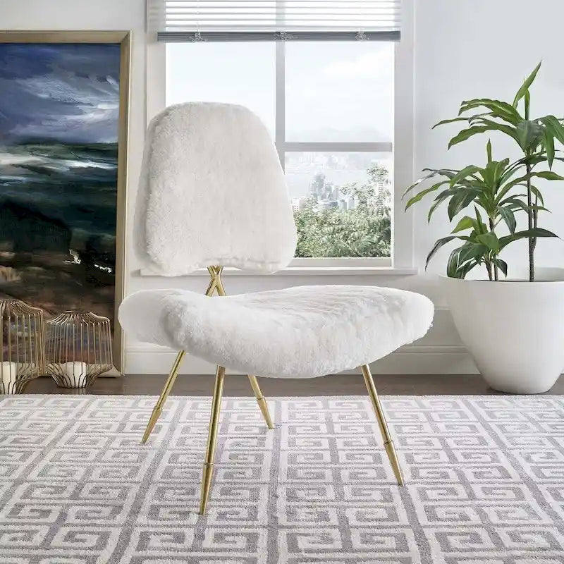 Ponder Upholstered Sheepskin Fur Lounge Chair