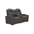 Signature Design by Ashley HyllMont Gray Power Reclining Loveseat with Console - 71.75 W x 39 D x 44 H