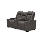 Signature Design by Ashley HyllMont Gray Power Reclining Loveseat with Console - 71.75 W x 39 D x 44 H