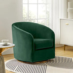 Eleuterio Modern Velvet Curved Swivel Accent Barrel Chair with Metal Base by HULALA HOME