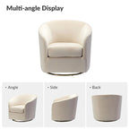 Eleuterio Modern Velvet Curved Swivel Accent Barrel Chair with Metal Base by HULALA HOME