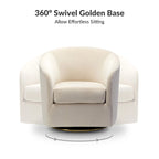 Eleuterio Modern Velvet Curved Swivel Accent Barrel Chair with Metal Base by HULALA HOME