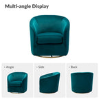 Eleuterio Modern Velvet Curved Swivel Accent Barrel Chair with Metal Base by HULALA HOME