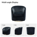 Eleuterio Modern Velvet Curved Swivel Accent Barrel Chair with Metal Base by HULALA HOME