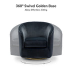 Eleuterio Modern Velvet Curved Swivel Accent Barrel Chair with Metal Base by HULALA HOME