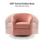 Eleuterio Modern Velvet Curved Swivel Accent Barrel Chair with Metal Base by HULALA HOME