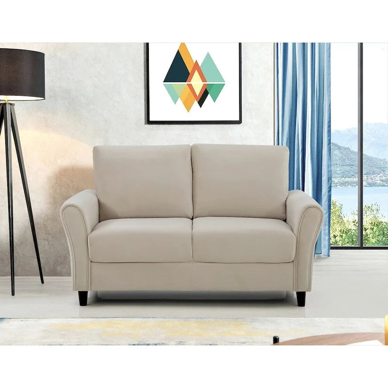 Causeuse Corel en velours pelucheux avec accoudoirs inclinés