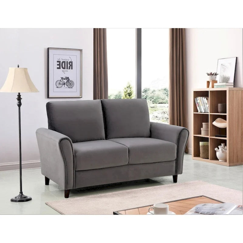 Causeuse Corel en velours pelucheux avec accoudoirs inclinés