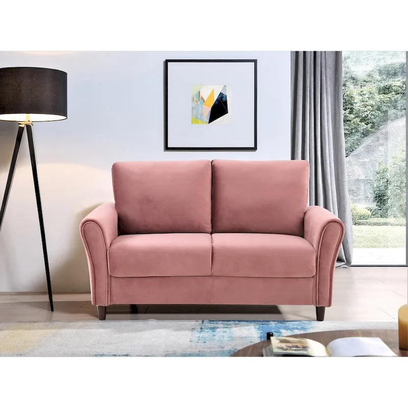 Causeuse Corel en velours pelucheux avec accoudoirs inclinés