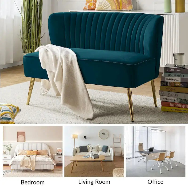 Delicia 3 Piece High-Quality Velvet Fabric Living Room Set with Sturdy Legs by HULALA HOME