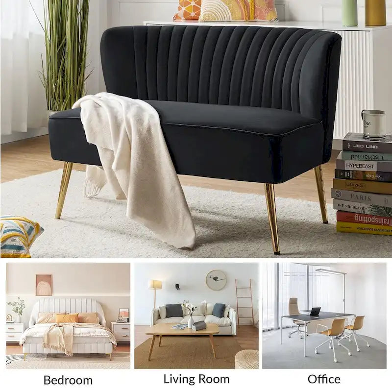 Delicia 3 Piece High-Quality Velvet Fabric Living Room Set with Sturdy Legs by HULALA HOME