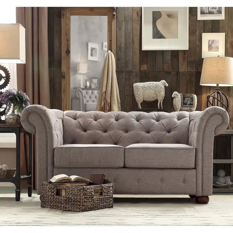 Causeuse capitonnée à accoudoirs arrondis Chesterfield Knightsbridge par iNSPIRE Q Artisan