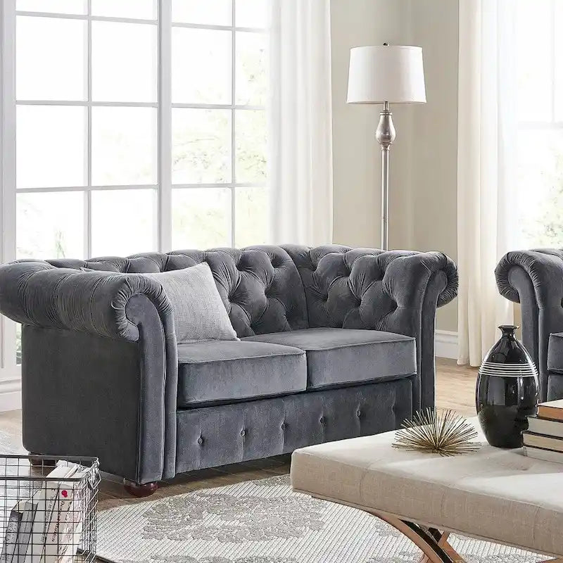 Causeuse capitonnée à accoudoirs arrondis Chesterfield Knightsbridge par iNSPIRE Q Artisan