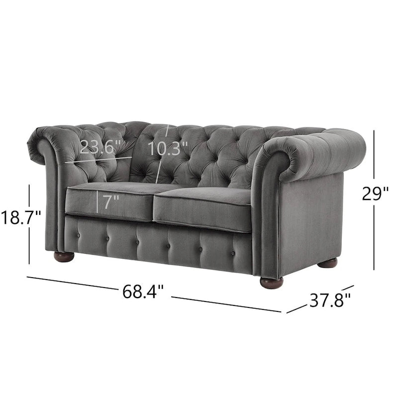 Causeuse capitonnée à accoudoirs arrondis Chesterfield Knightsbridge par iNSPIRE Q Artisan