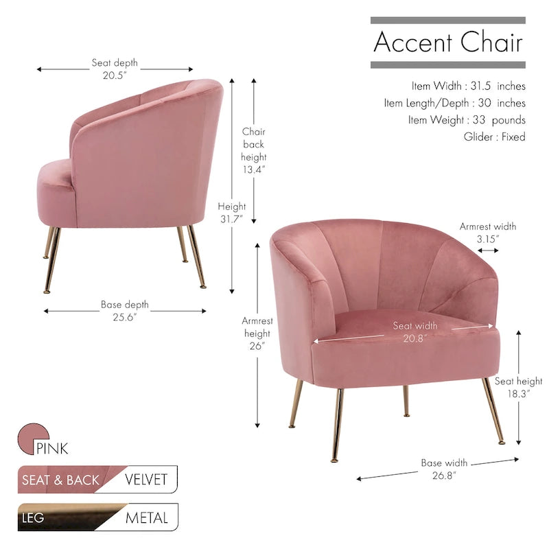 Porthos Home Skye Tufted Velvet Chrome Leg Accent Chair