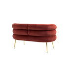 Velvet Upholstered Tubulous Accent Long Chair With Golden feet