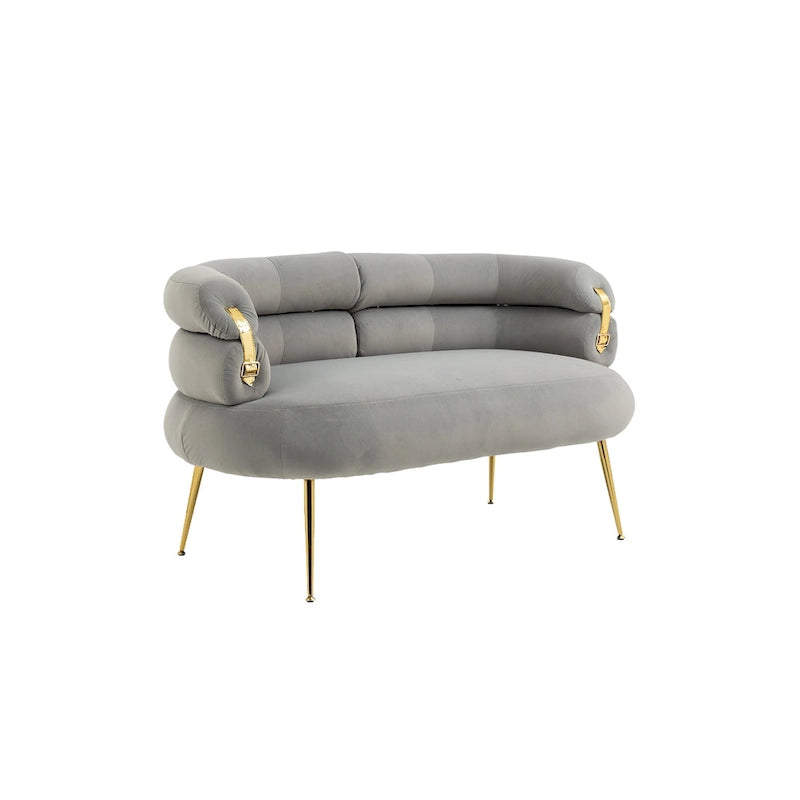 Velvet Upholstered Tubulous Accent Long Chair With Golden feet