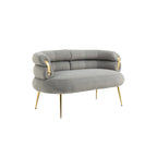 Velvet Upholstered Tubulous Accent Long Chair With Golden feet