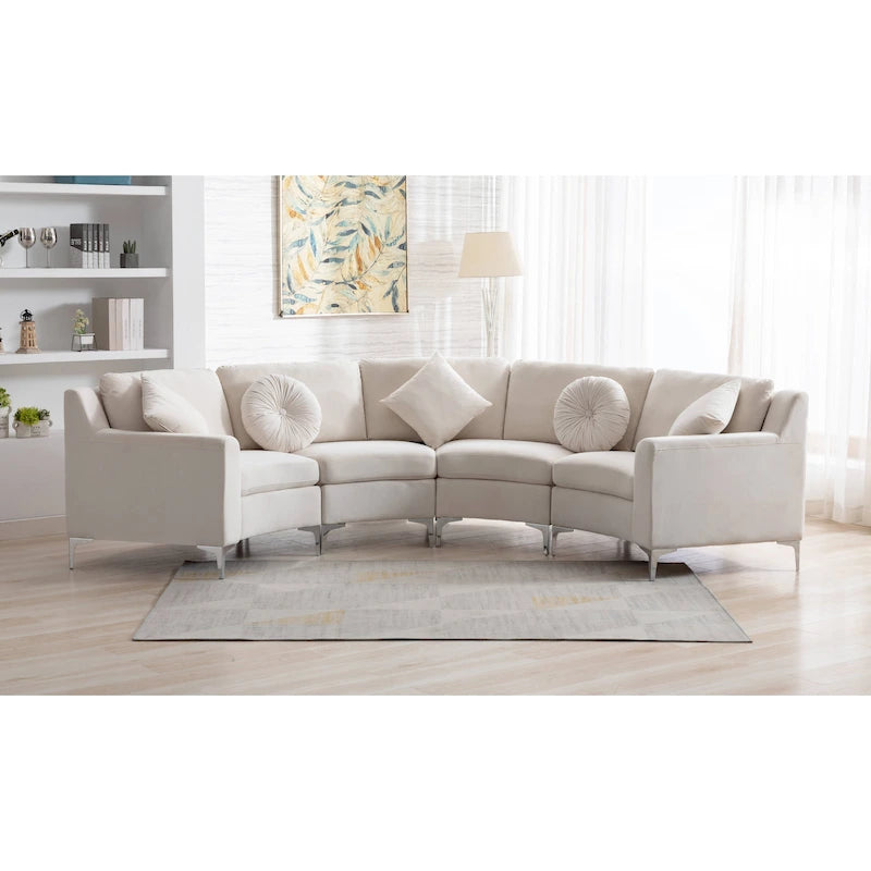 136 Velvet Semicircle couch Modular Curve Sectional Sofa