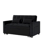 Velvet Convertible Loveseat Sleeper Sofa Couch with 2 Pillows