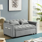 Velvet Convertible Loveseat Sleeper Sofa Couch with 2 Pillows