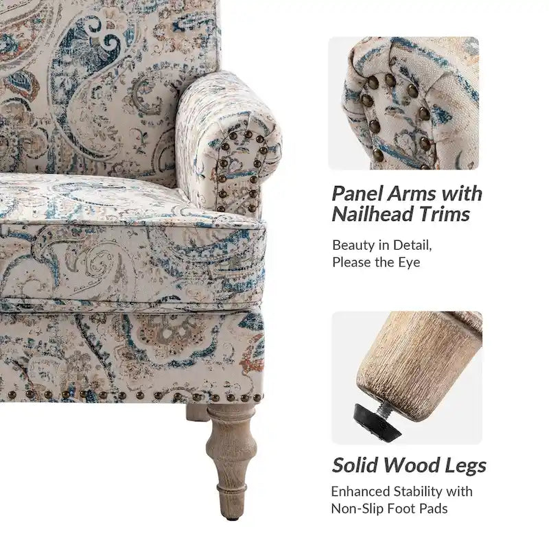 Yahweh Farmhouse Nailhead Armchair with Rolled Arms by HULALA HOME(Set of 2)