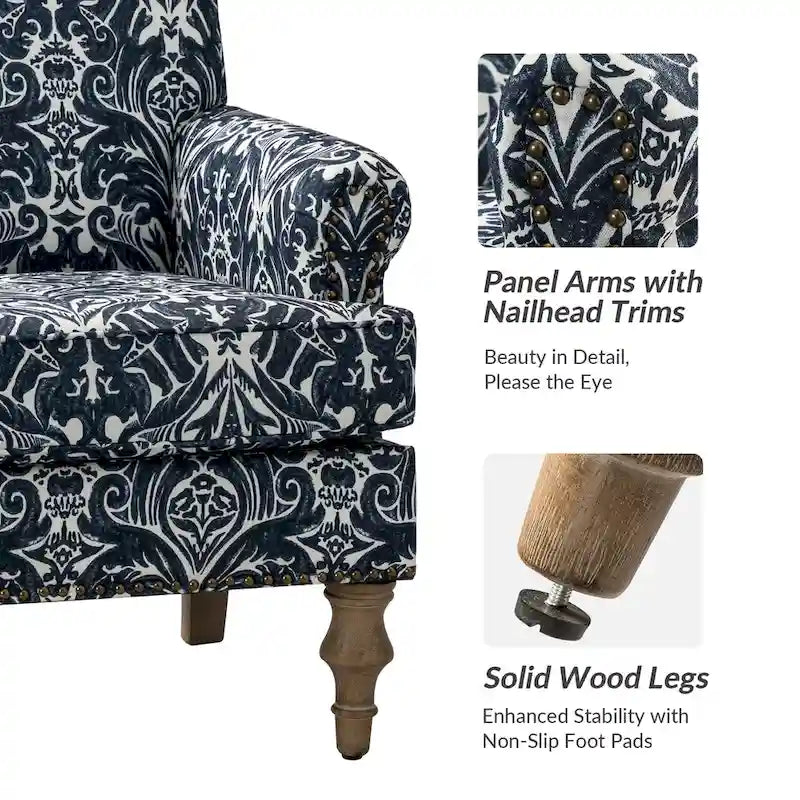 Yahweh Farmhouse Nailhead Armchair with Rolled Arms by HULALA HOME(Set of 2)