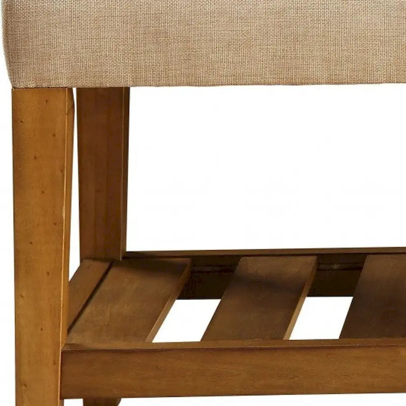 Banc rembourré en polyester beige et marron HomeRoots 40 avec étagères