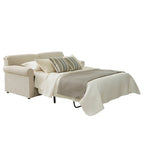 Belgian Ivory Sleeper Sofa Bed w/ Gel Memory Foam Mattress