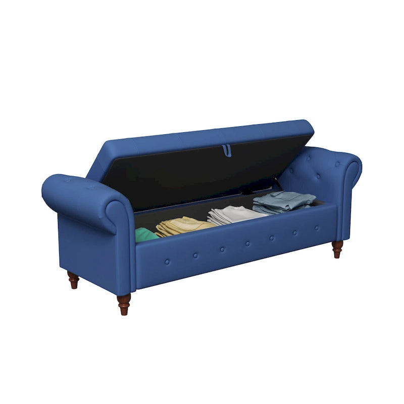 Modern Storage Bench Bed Bench with Rolled Arms
