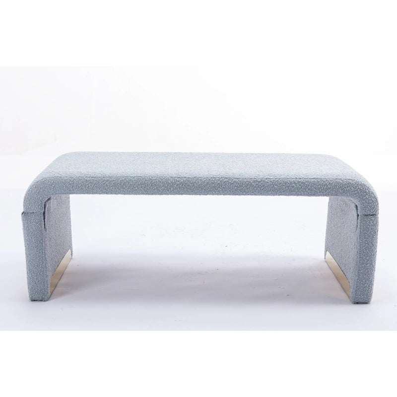 Modern New Boucle Fabric Loveseat Ottoman Footstool Bedroom Bench Shoe Bench With Gold Metal Legs