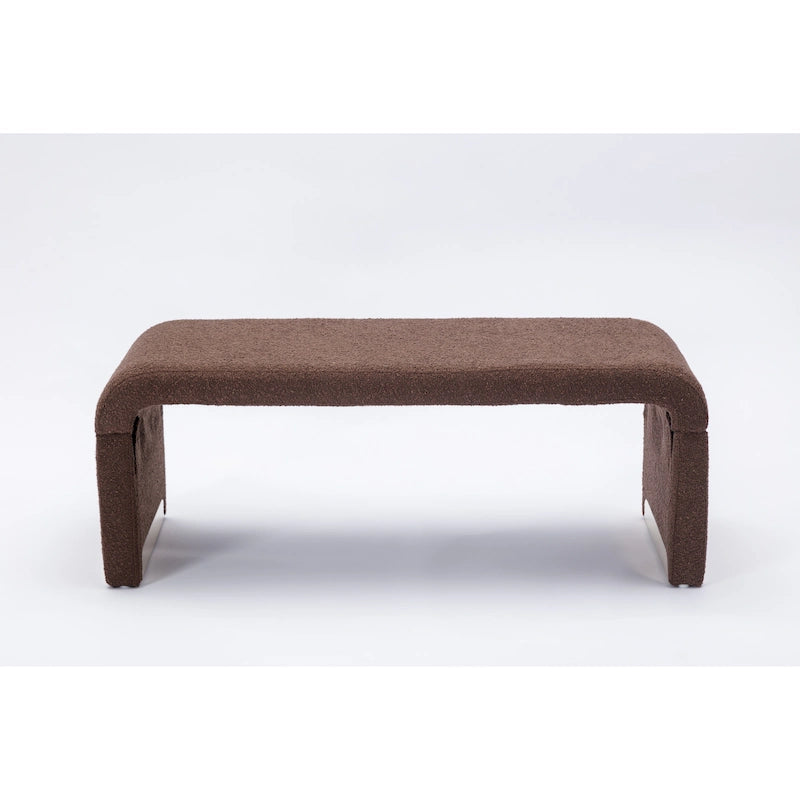 Modern New Boucle Fabric Loveseat Ottoman Footstool Bedroom Bench Shoe Bench With Gold Metal Legs