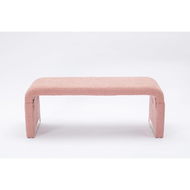 Modern New Boucle Fabric Loveseat Ottoman Footstool Bedroom Bench Shoe Bench With Gold Metal Legs