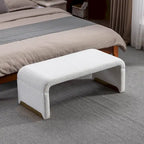 Modern New Boucle Fabric Loveseat Ottoman Footstool Bedroom Bench Shoe Bench With Gold Metal Legs