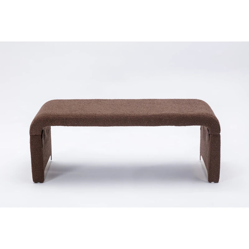 Modern New Boucle Fabric Loveseat Ottoman Footstool Bedroom Bench Shoe Bench With Gold Metal Legs