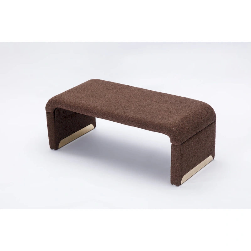 Modern New Boucle Fabric Loveseat Ottoman Footstool Bedroom Bench Shoe Bench With Gold Metal Legs