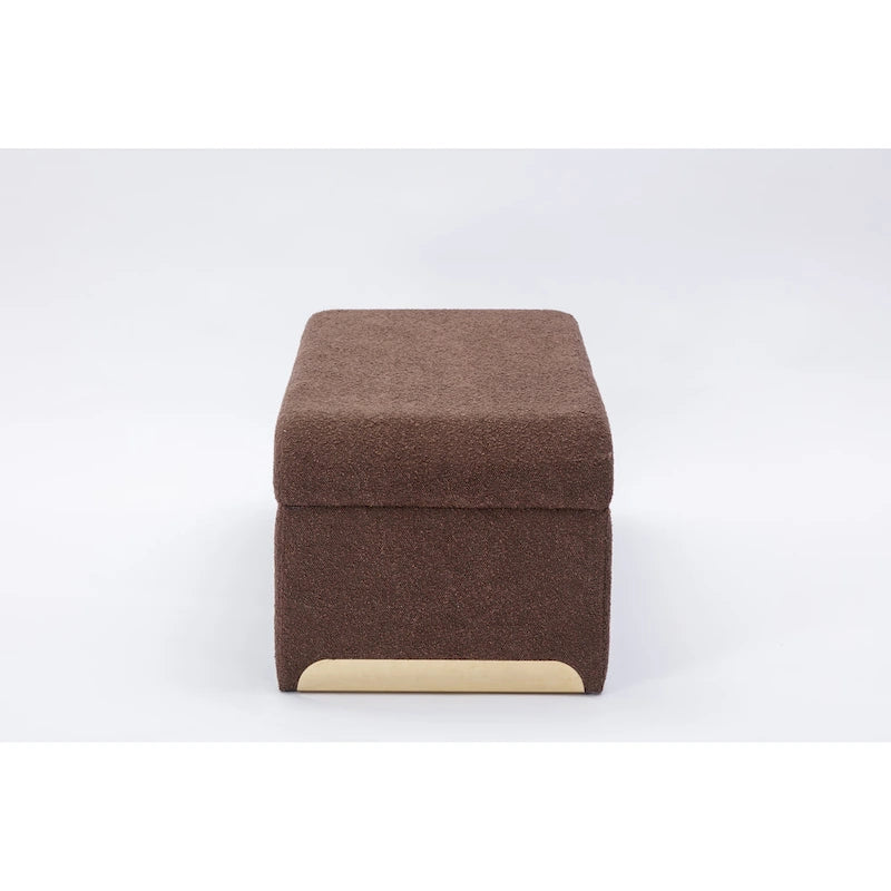 Modern New Boucle Fabric Loveseat Ottoman Footstool Bedroom Bench Shoe Bench With Gold Metal Legs