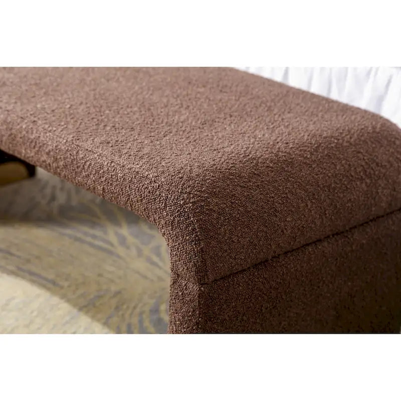 Modern New Boucle Fabric Loveseat Ottoman Footstool Bedroom Bench Shoe Bench With Gold Metal Legs