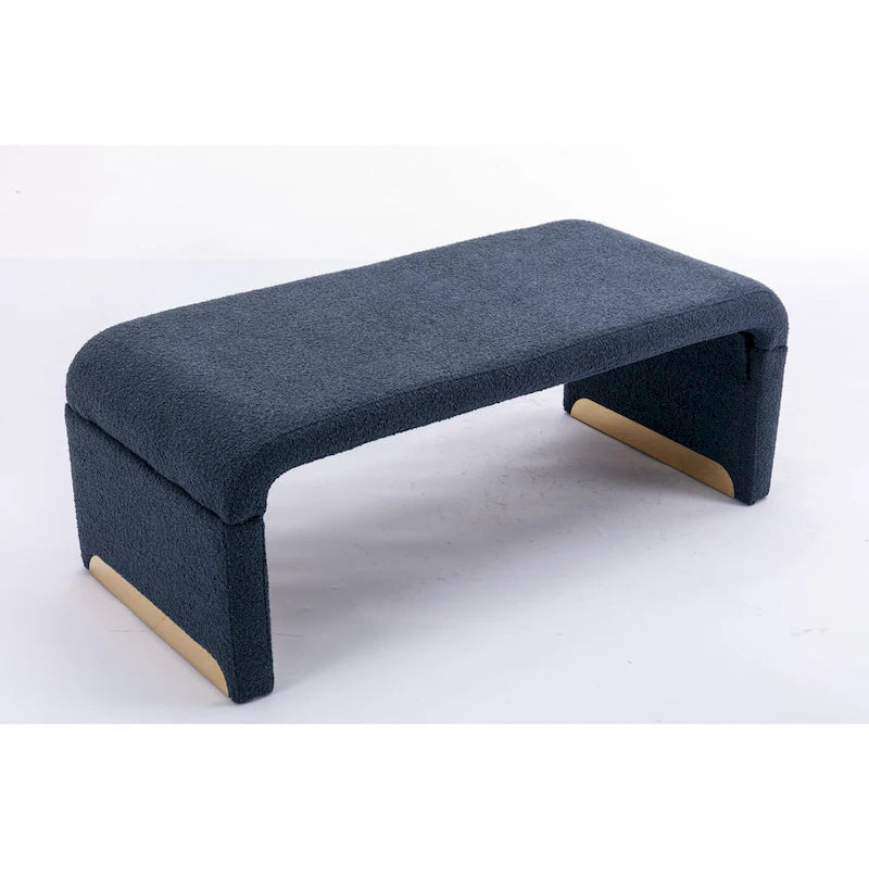 Modern New Boucle Fabric Loveseat Ottoman Footstool Bedroom Bench Shoe Bench With Gold Metal Legs