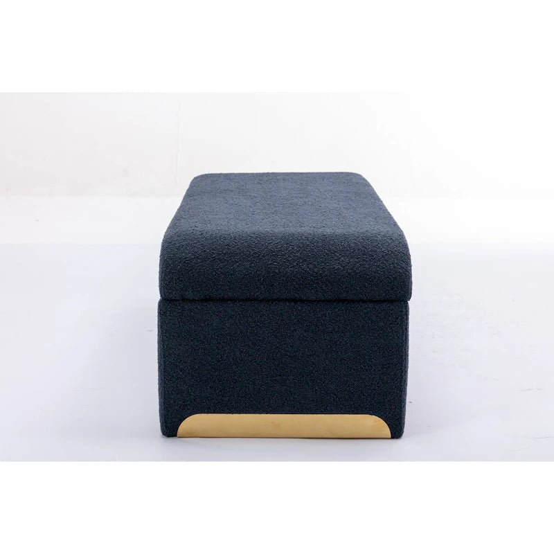Modern New Boucle Fabric Loveseat Ottoman Footstool Bedroom Bench Shoe Bench With Gold Metal Legs