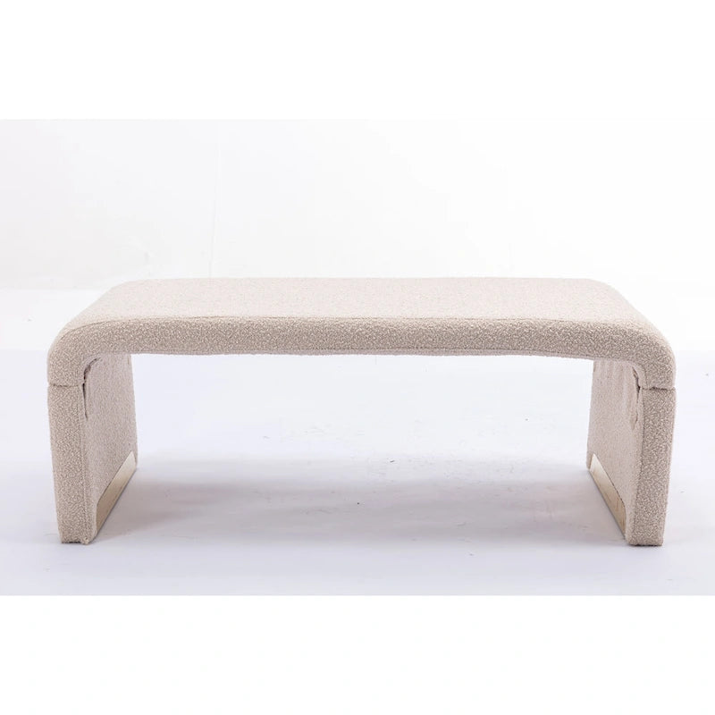 Modern New Boucle Fabric Loveseat Ottoman Footstool Bedroom Bench Shoe Bench With Gold Metal Legs