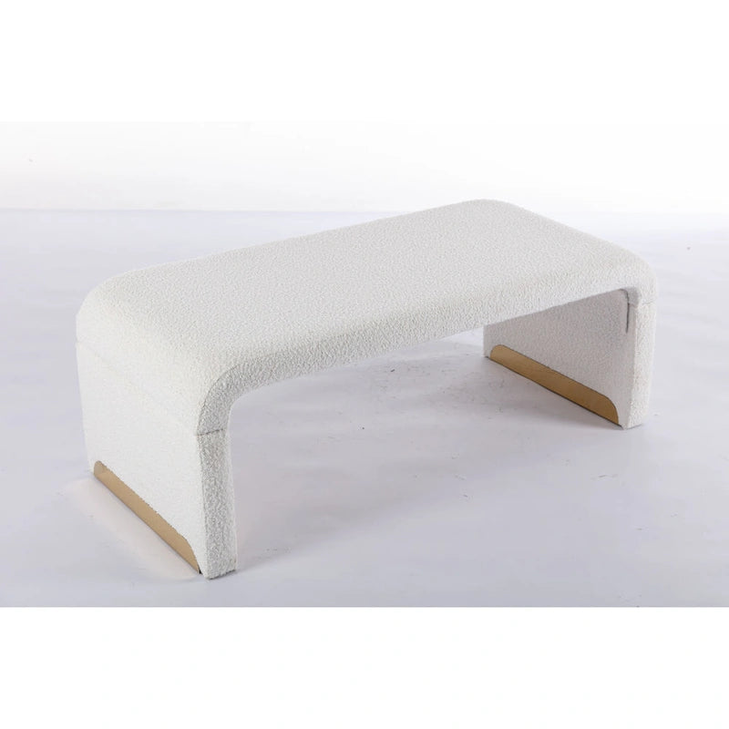 Modern New Boucle Fabric Loveseat Ottoman Footstool Bedroom Bench Shoe Bench With Gold Metal Legs