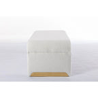 Modern New Boucle Fabric Loveseat Ottoman Footstool Bedroom Bench Shoe Bench With Gold Metal Legs