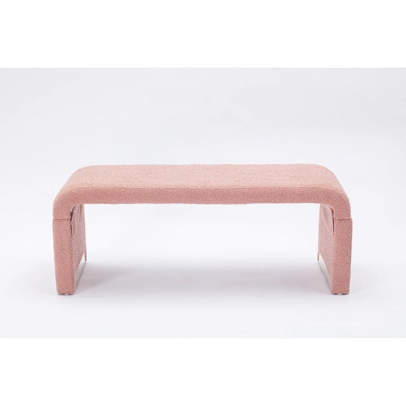 Modern New Boucle Fabric Loveseat Ottoman Footstool Bedroom Bench Shoe Bench With Gold Metal Legs