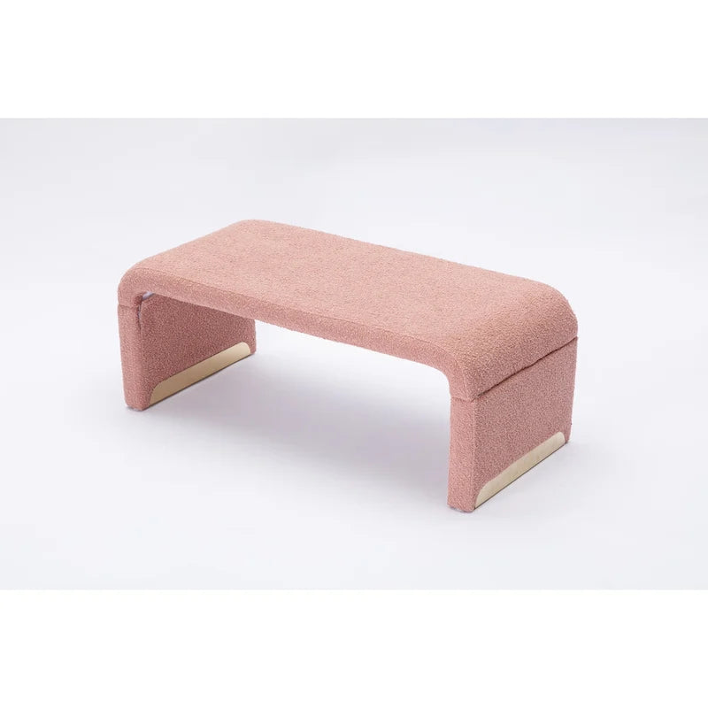 Modern New Boucle Fabric Loveseat Ottoman Footstool Bedroom Bench Shoe Bench With Gold Metal Legs