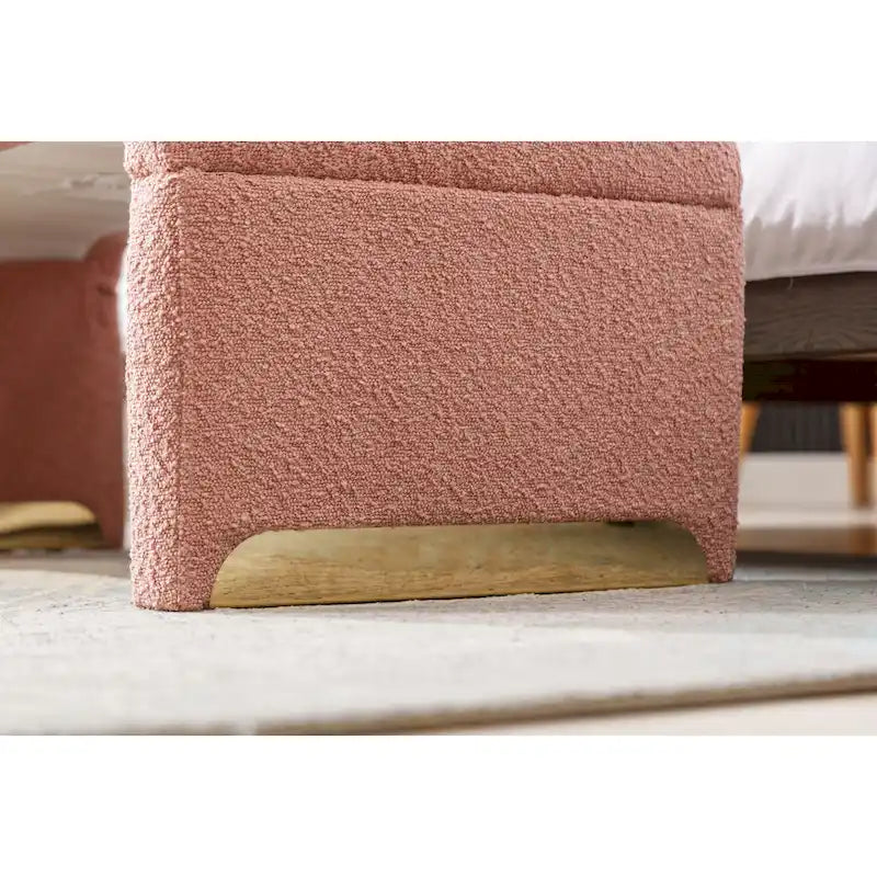 Modern New Boucle Fabric Loveseat Ottoman Footstool Bedroom Bench Shoe Bench With Gold Metal Legs