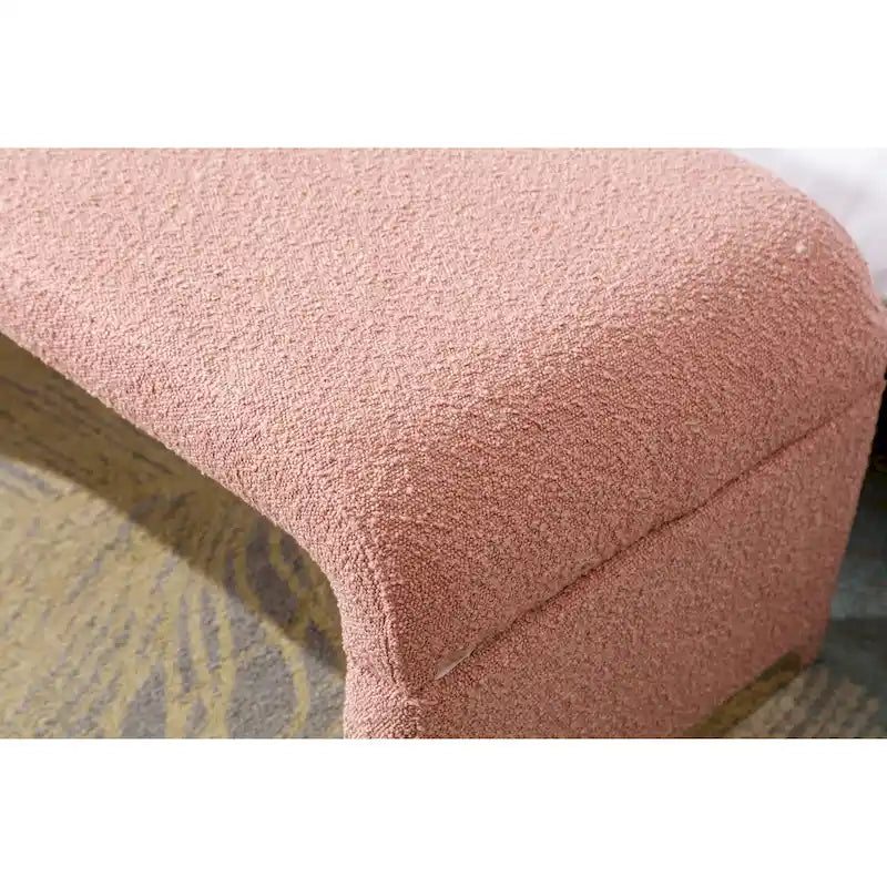 Modern New Boucle Fabric Loveseat Ottoman Footstool Bedroom Bench Shoe Bench With Gold Metal Legs